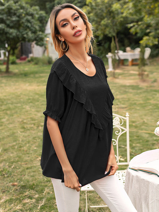 Blusa túnica con vuelo y escote en V