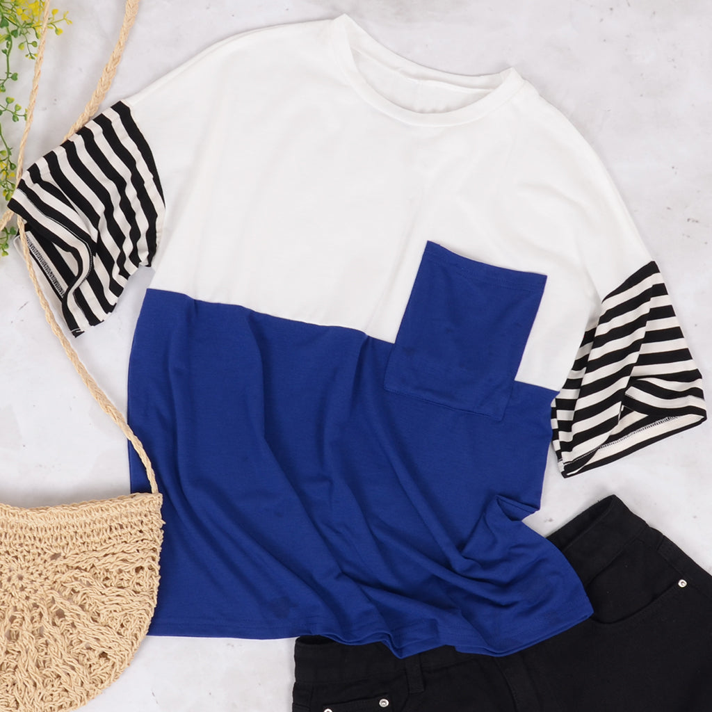 Camiseta de rayas con bloques de color