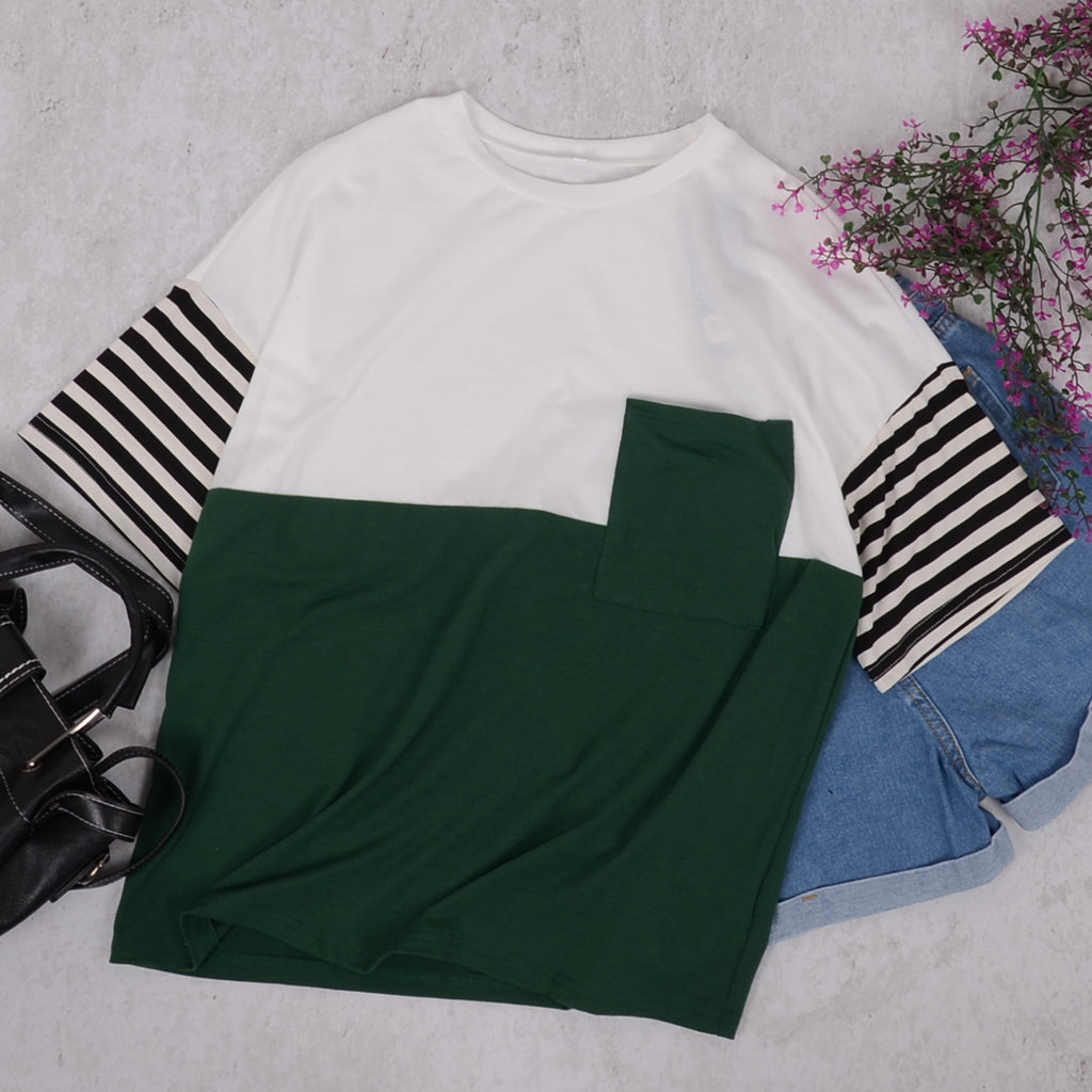 Camiseta de rayas con bloques de color