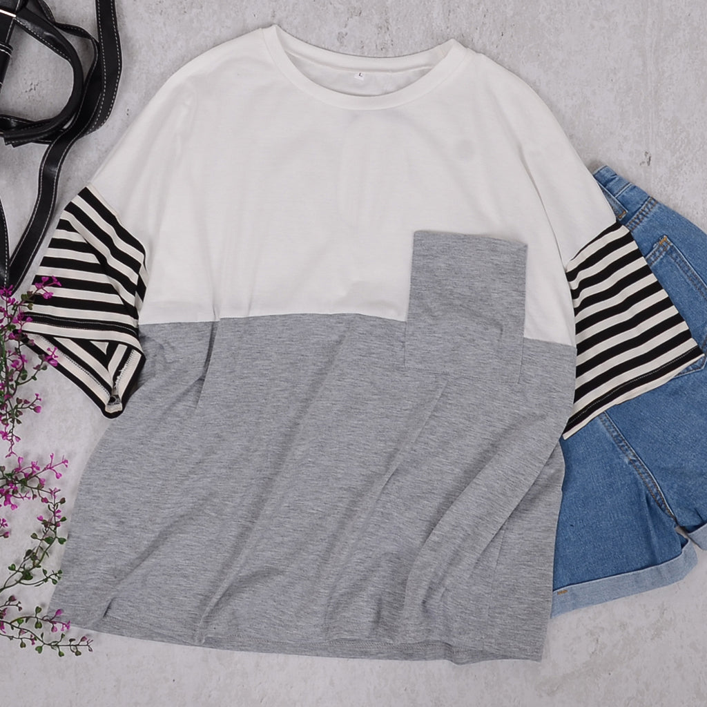 Camiseta de rayas con bloques de color