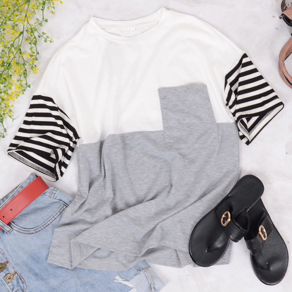 Camiseta de rayas con bloques de color