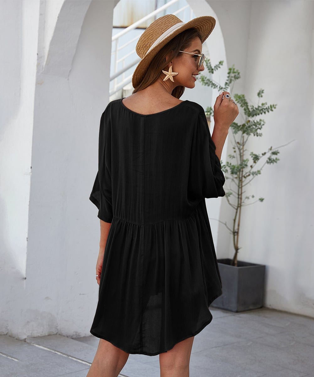 Minivestido fluido liso