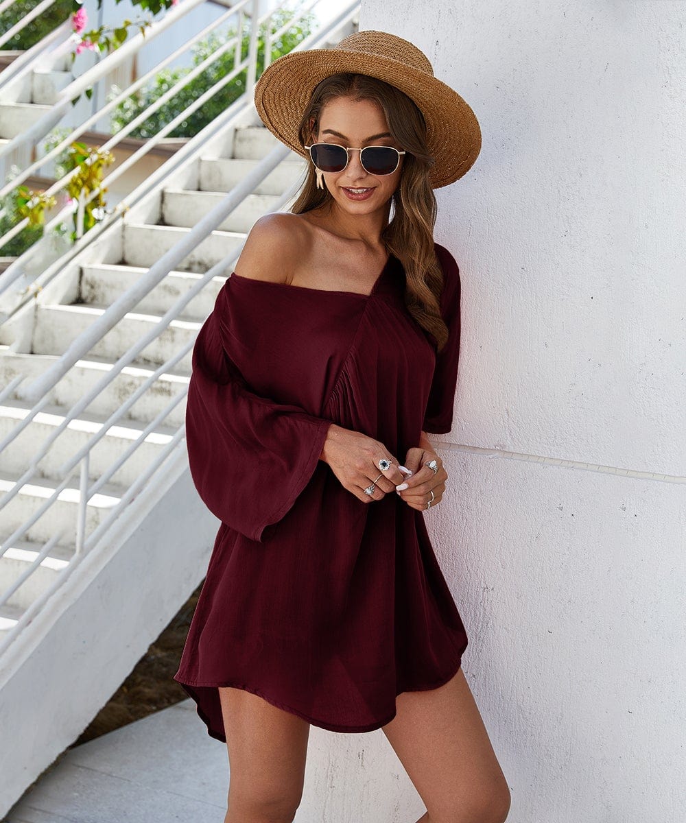 Minivestido fluido liso