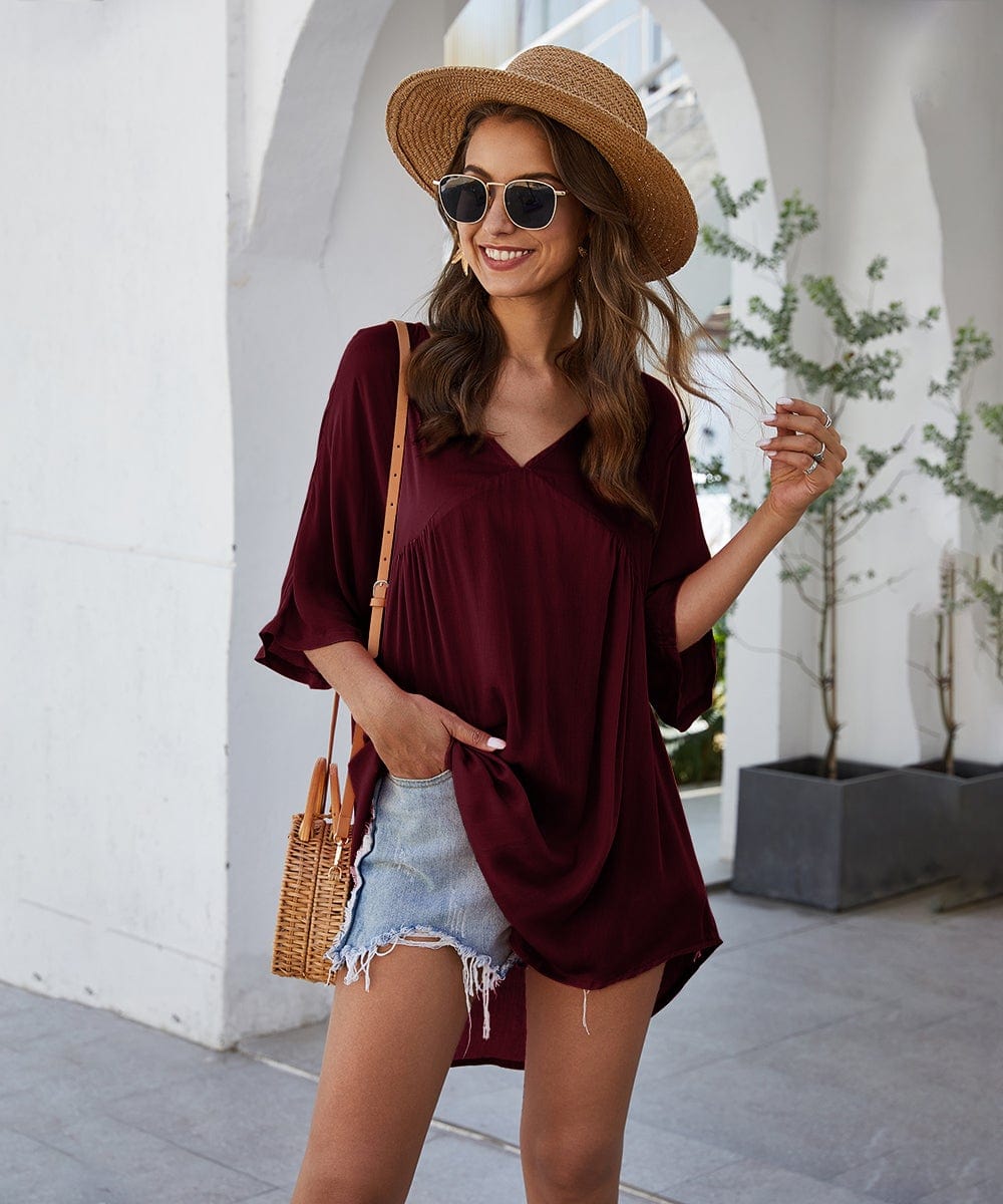 Minivestido fluido liso