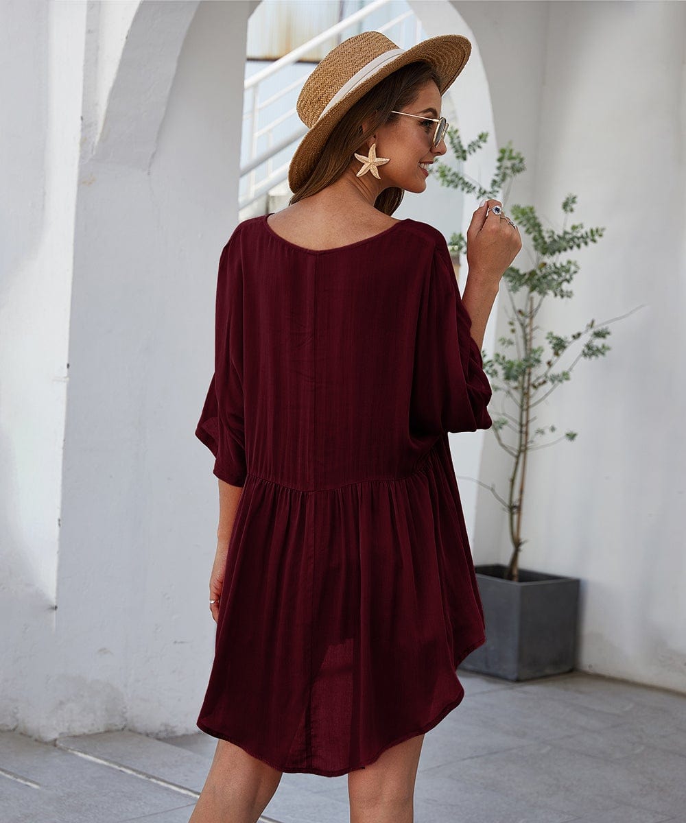 Minivestido fluido liso