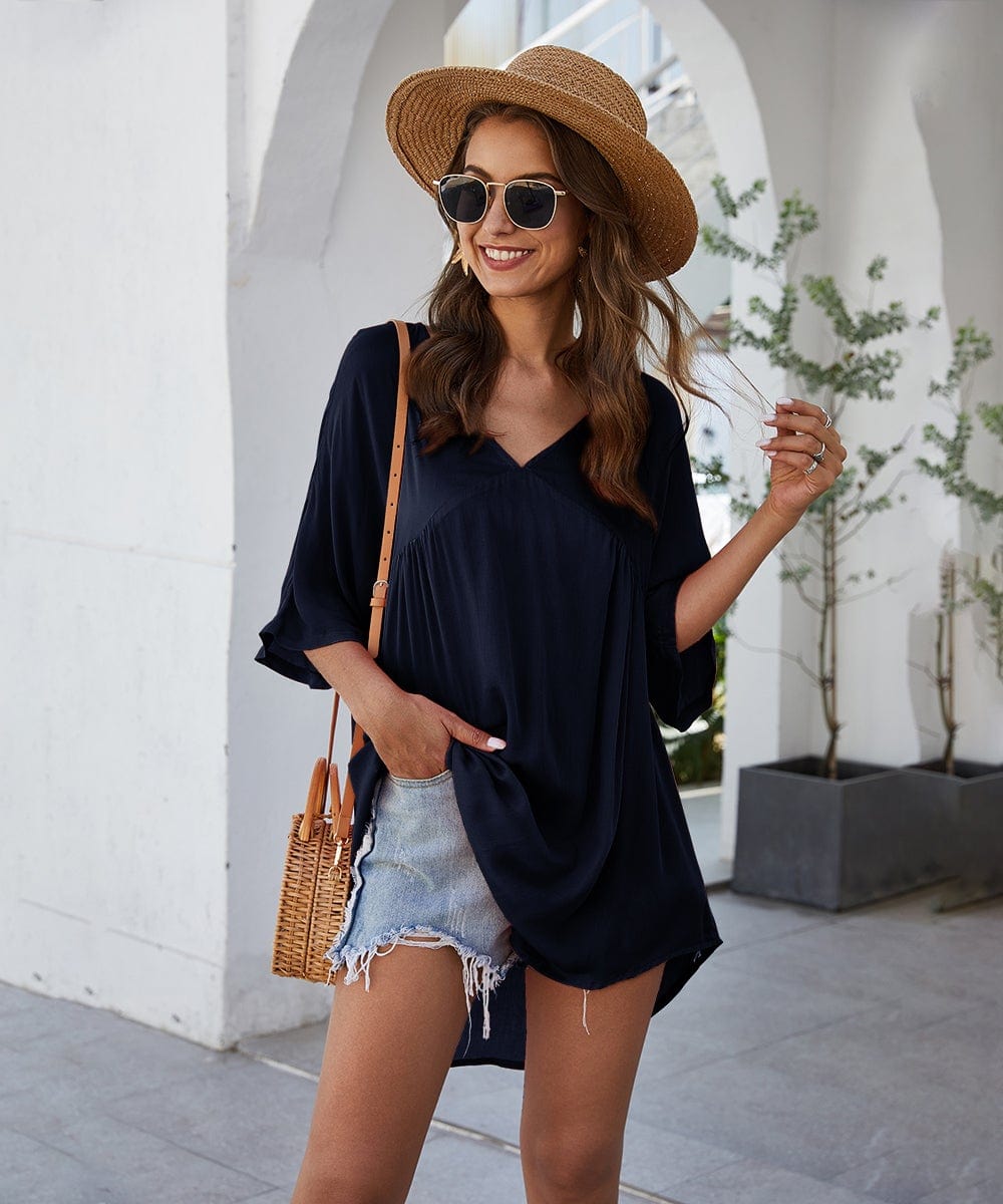 Minivestido fluido liso