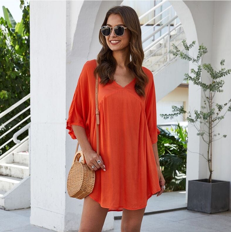 Minivestido fluido liso
