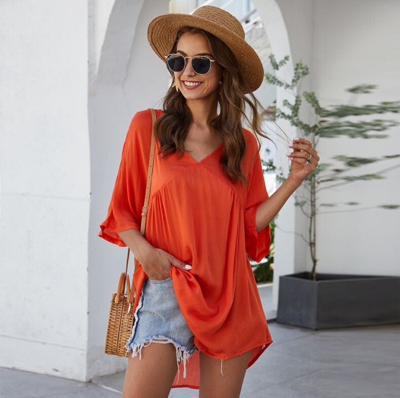 Minivestido fluido liso