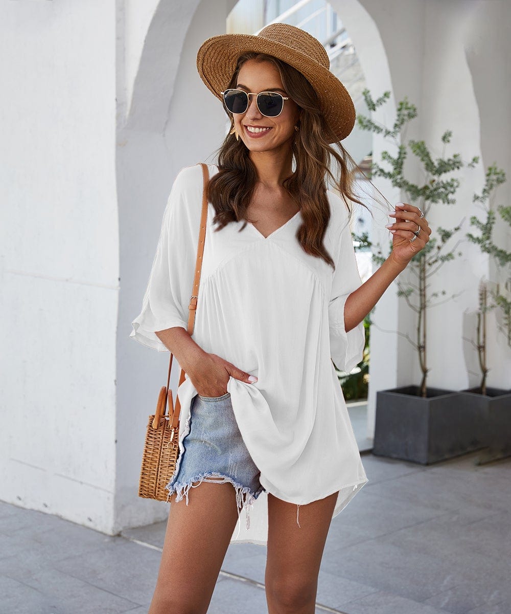 Minivestido fluido liso