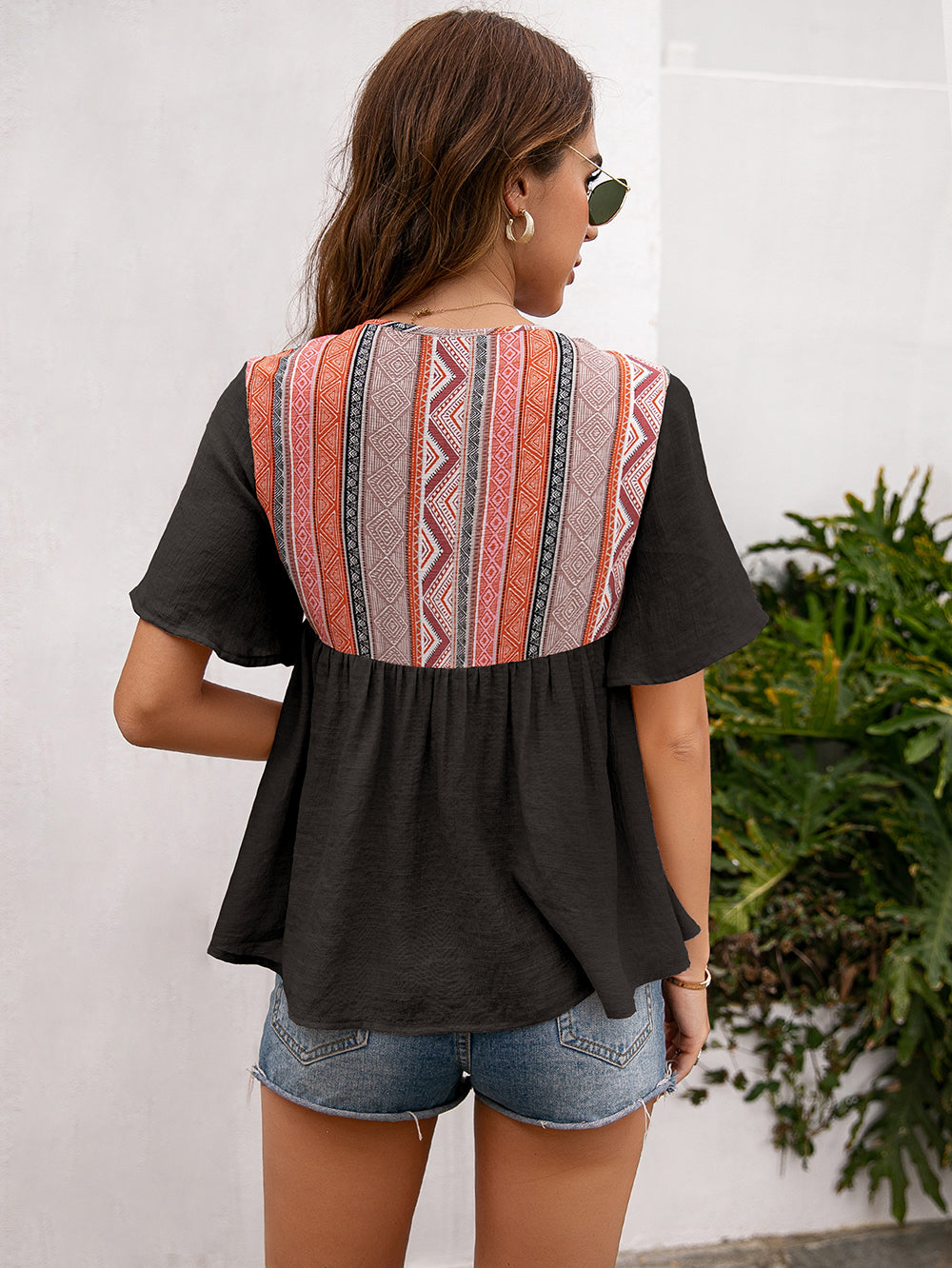 Tie Embroidered Summer Blouse