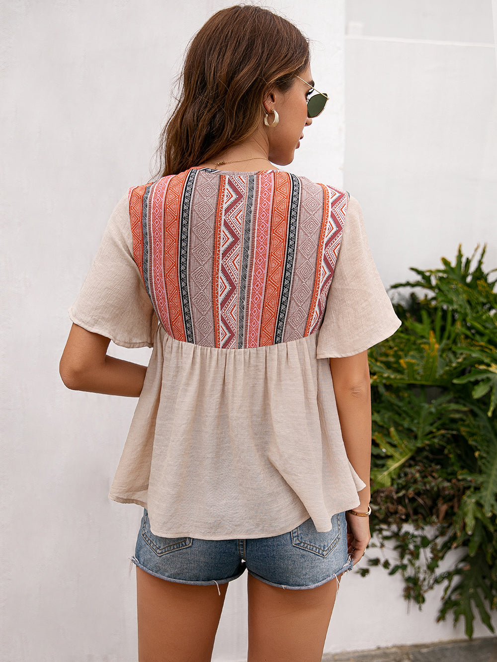 Tie Embroidered Summer Blouse