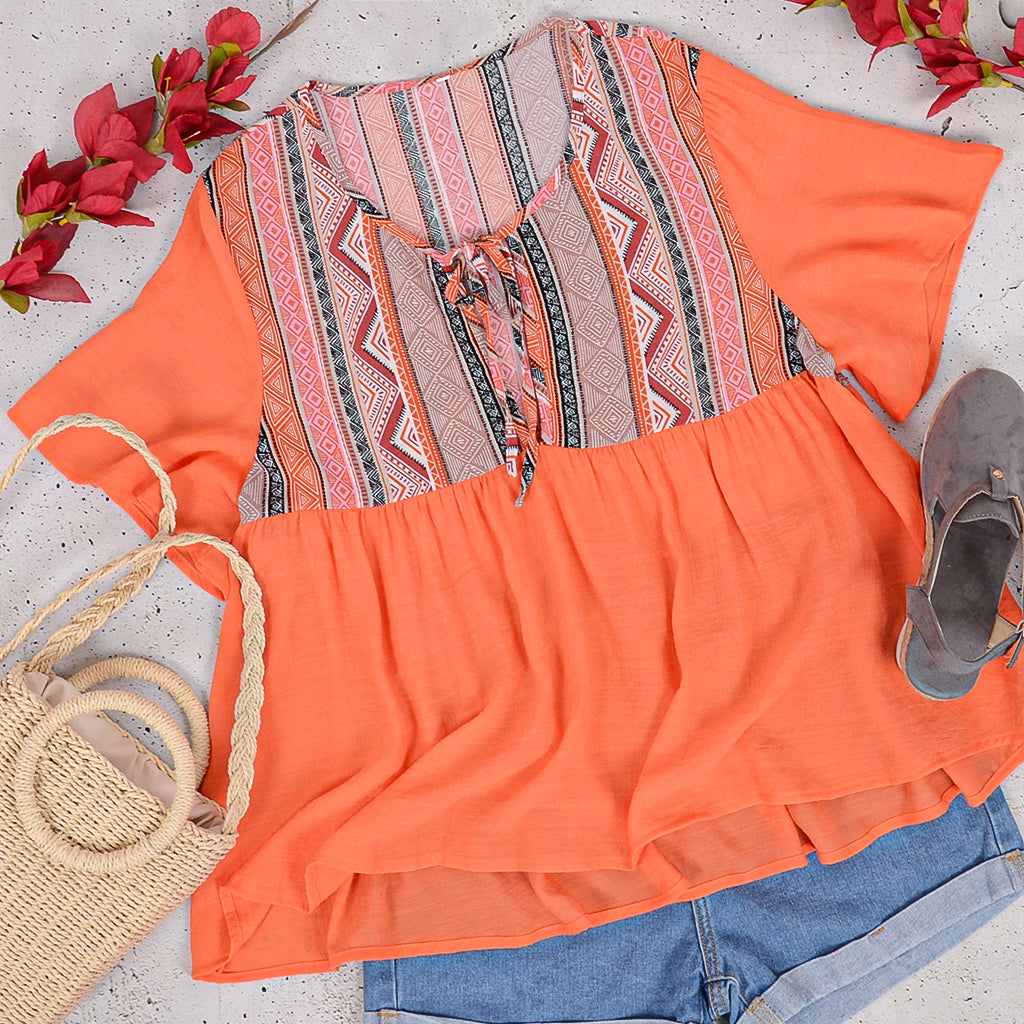 Tie Embroidered Summer Blouse