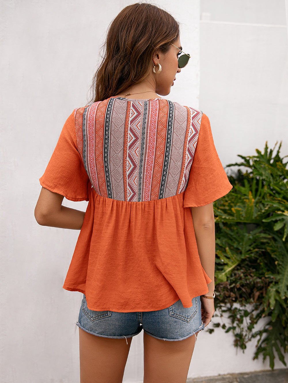 Tie Embroidered Summer Blouse