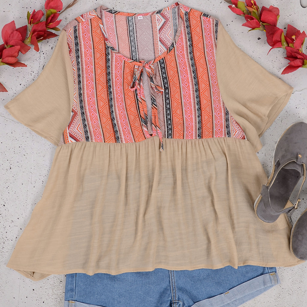 Tie Embroidered Summer Blouse