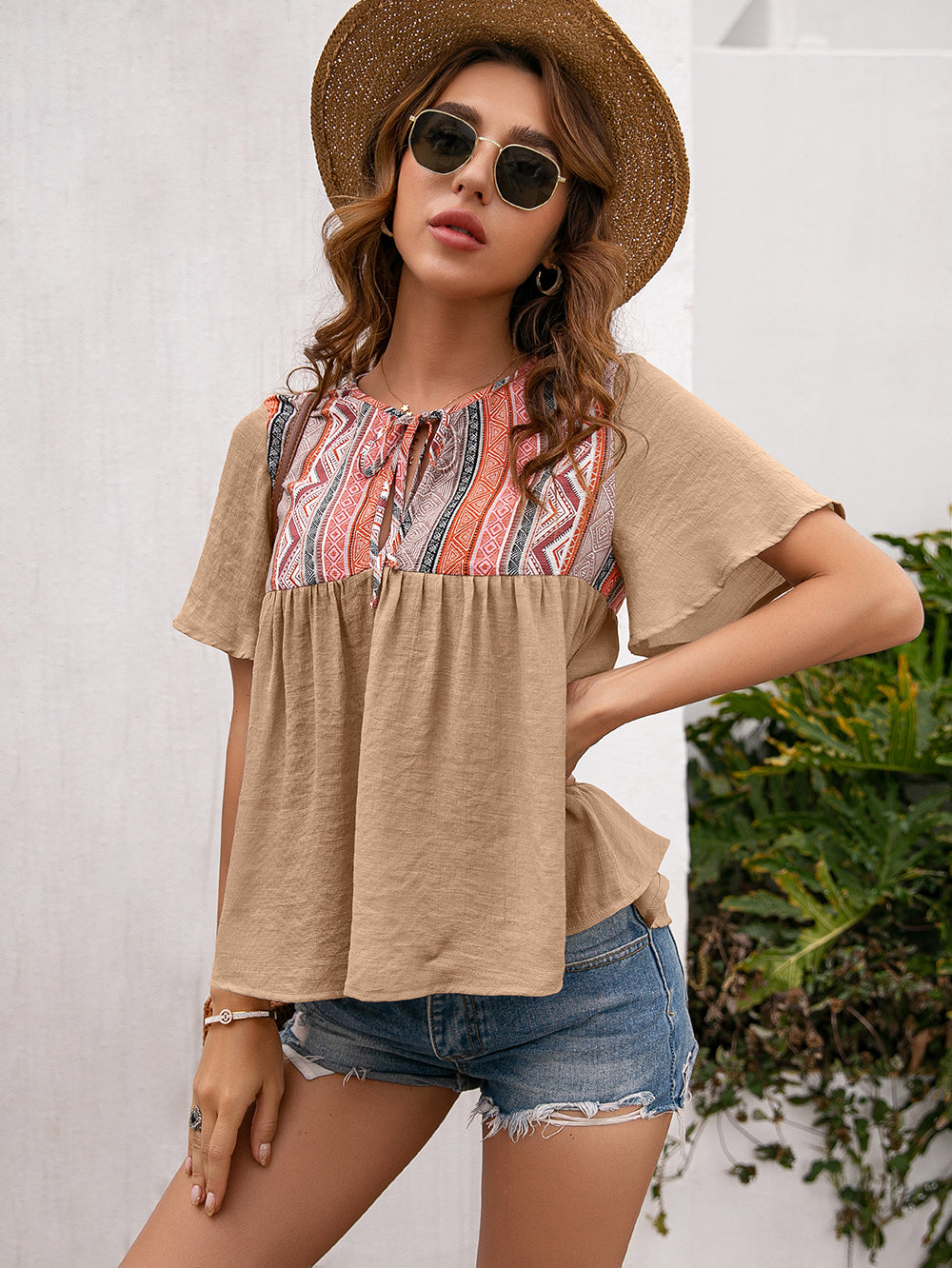 Tie Embroidered Summer Blouse