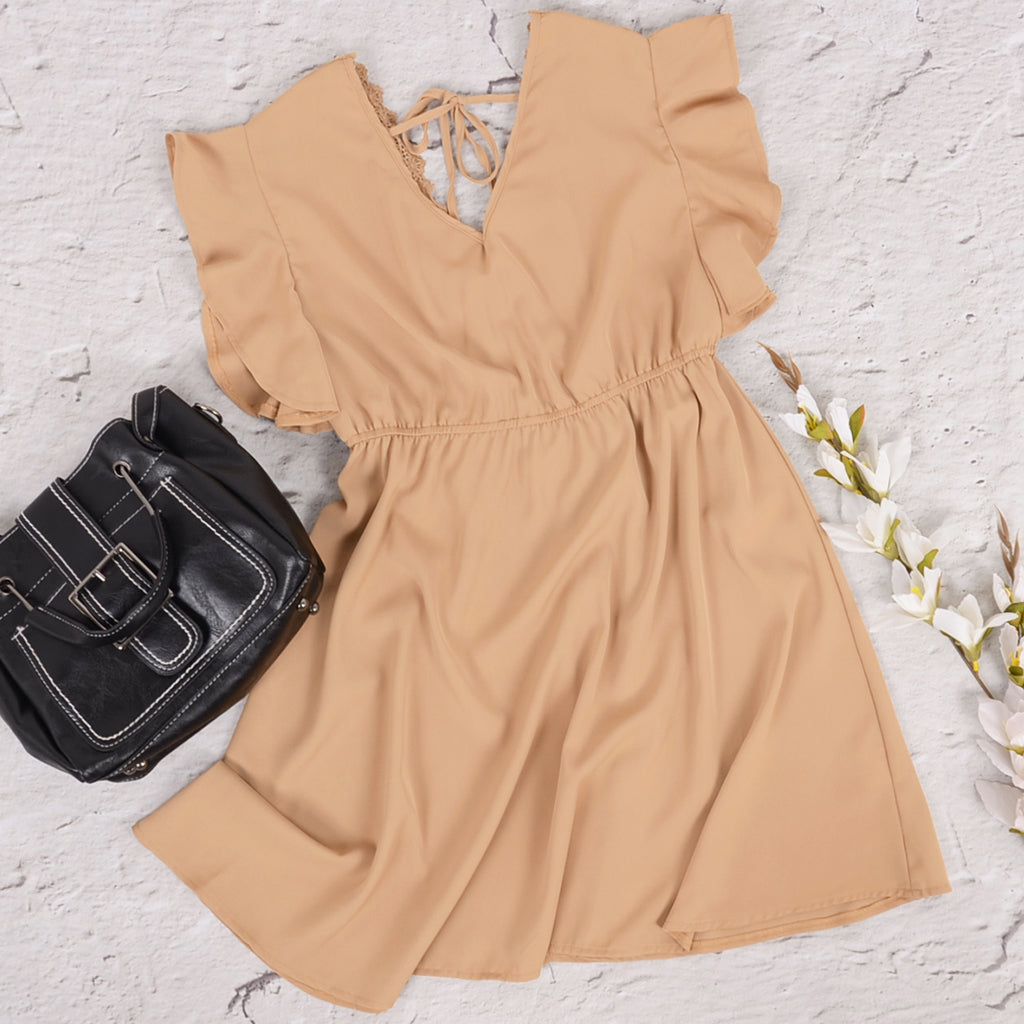 Vestido liso con escote en V y espalda anudada