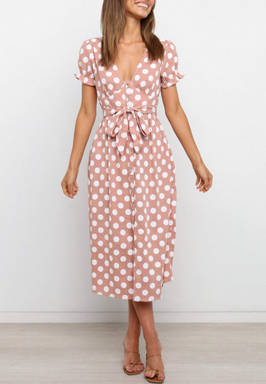 Button Polka Dot Dress