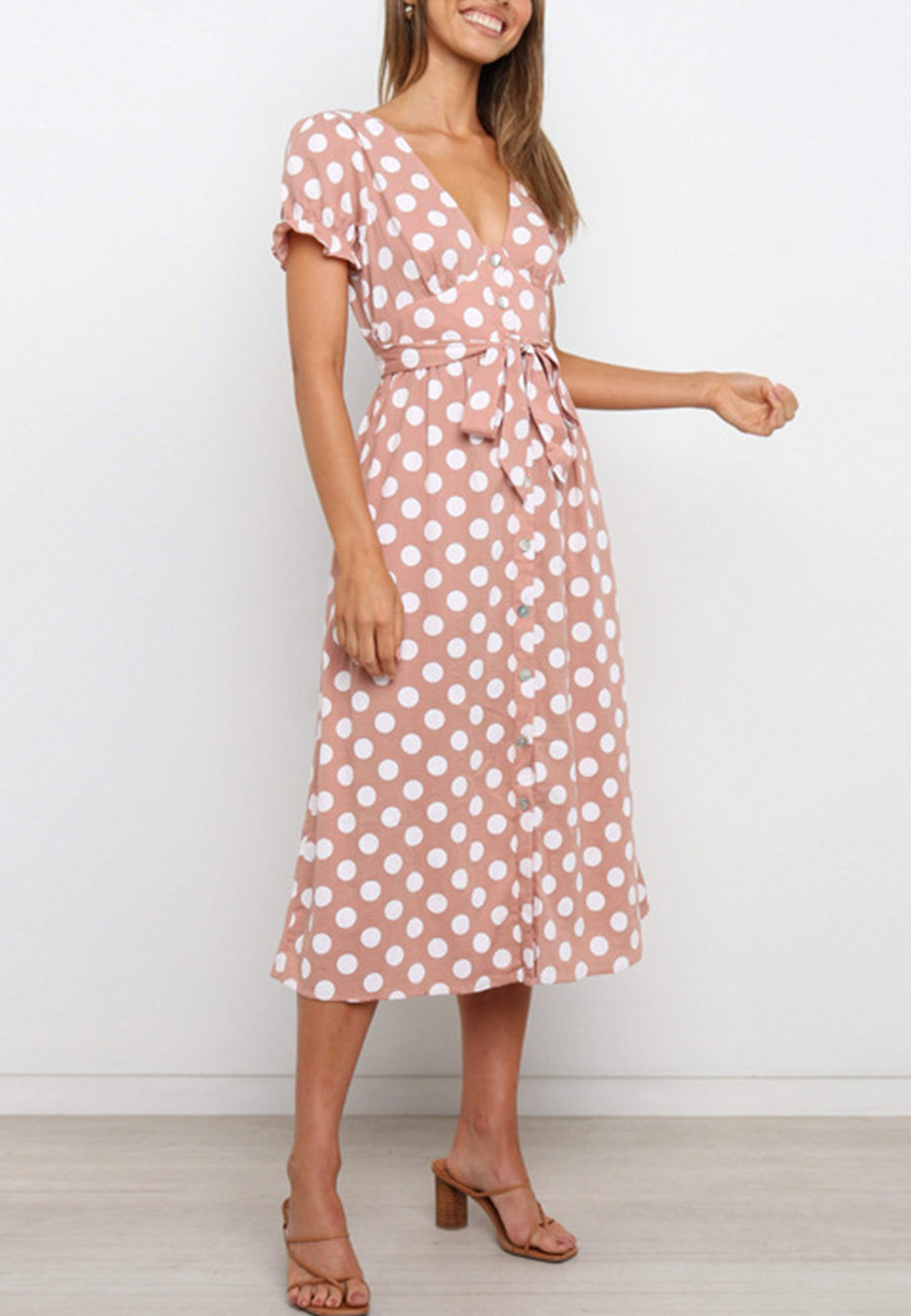 Button Polka Dot Dress