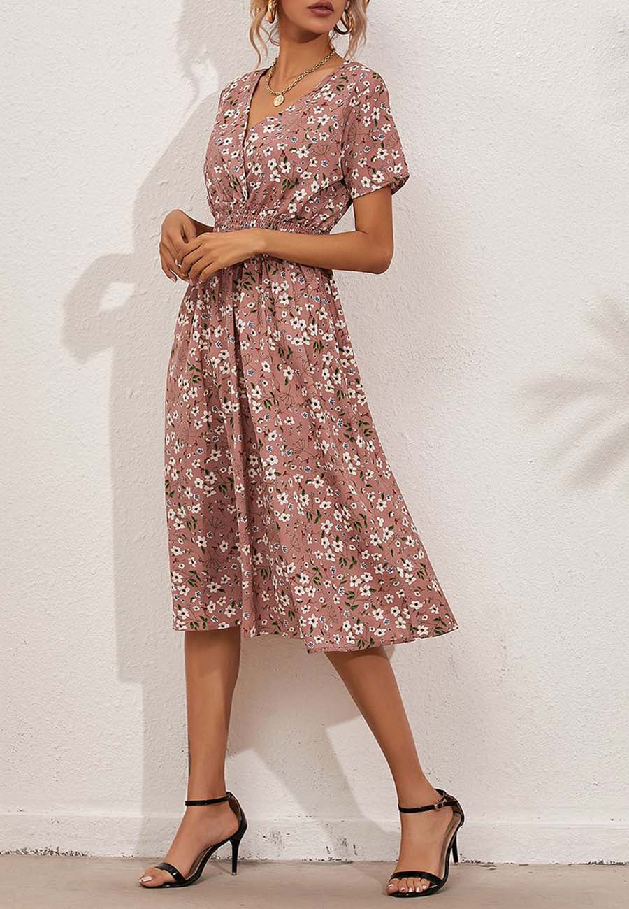 Soft Floral Everyday Cross-Front Dress