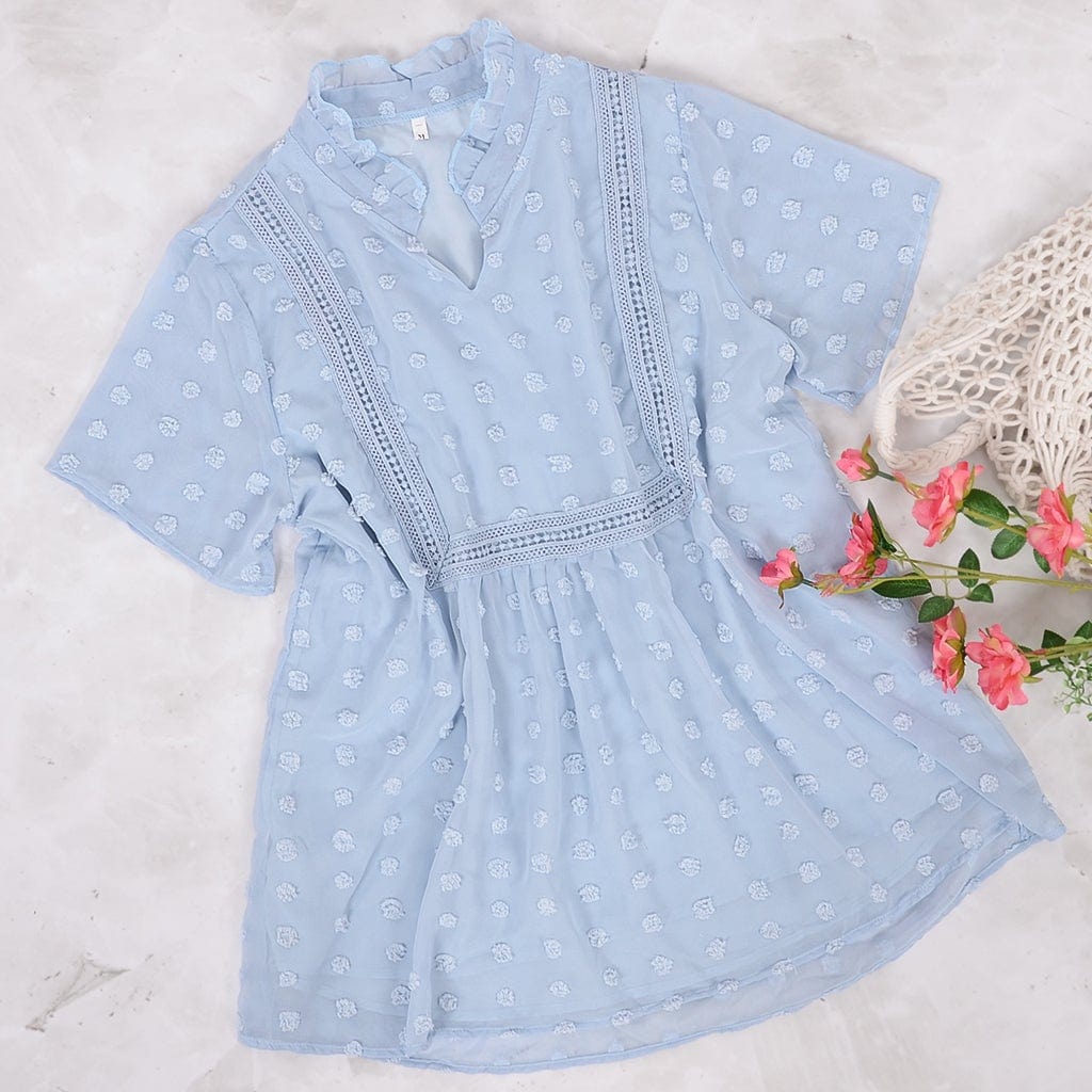 Clip Dot Mandarin Collar Blouse