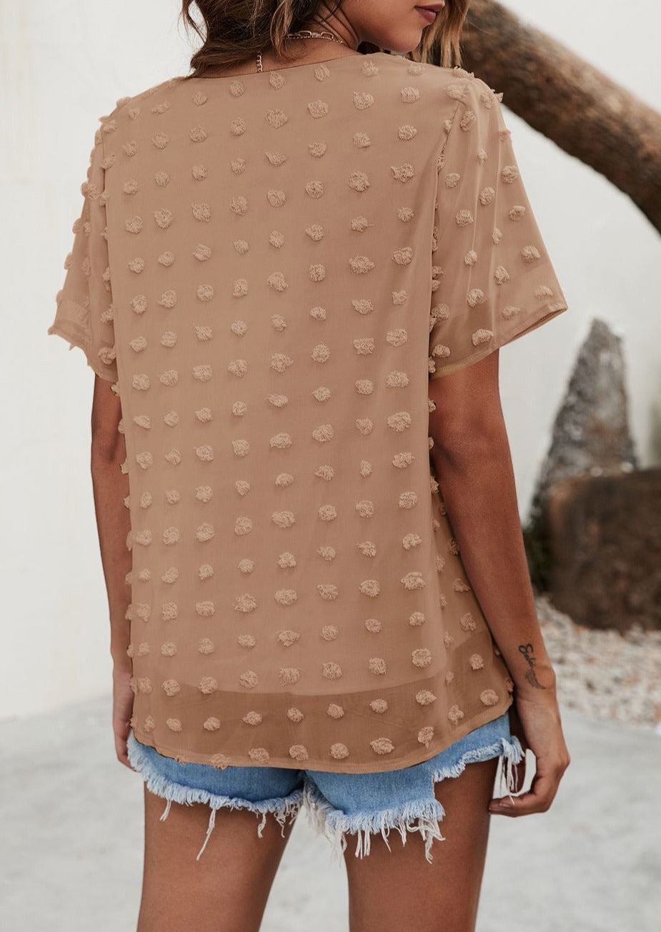 Blusa de lunares con pinzas fácil de usar para todos los días