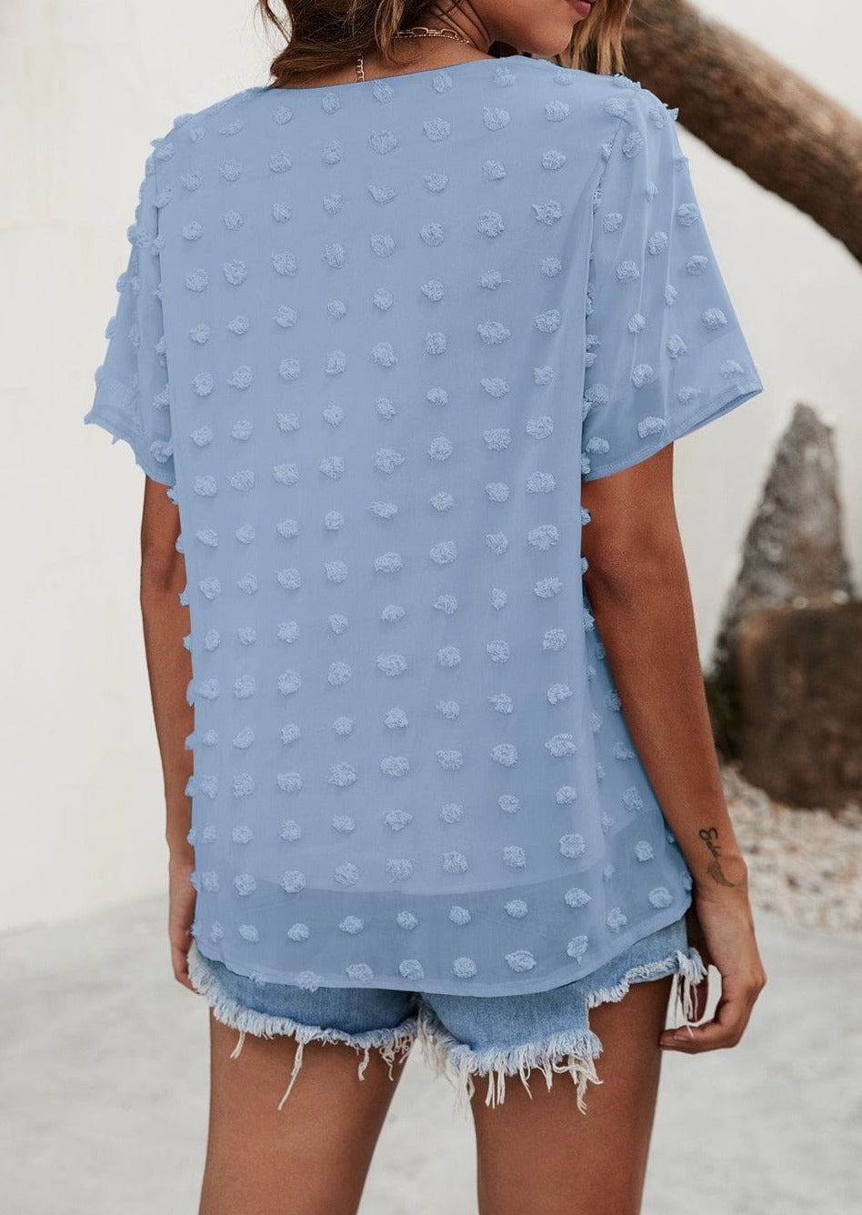 Blusa de lunares con pinzas fácil de usar para todos los días