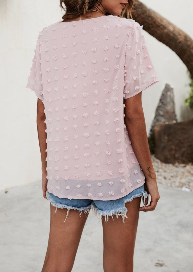 Blusa de lunares con pinzas fácil de usar para todos los días