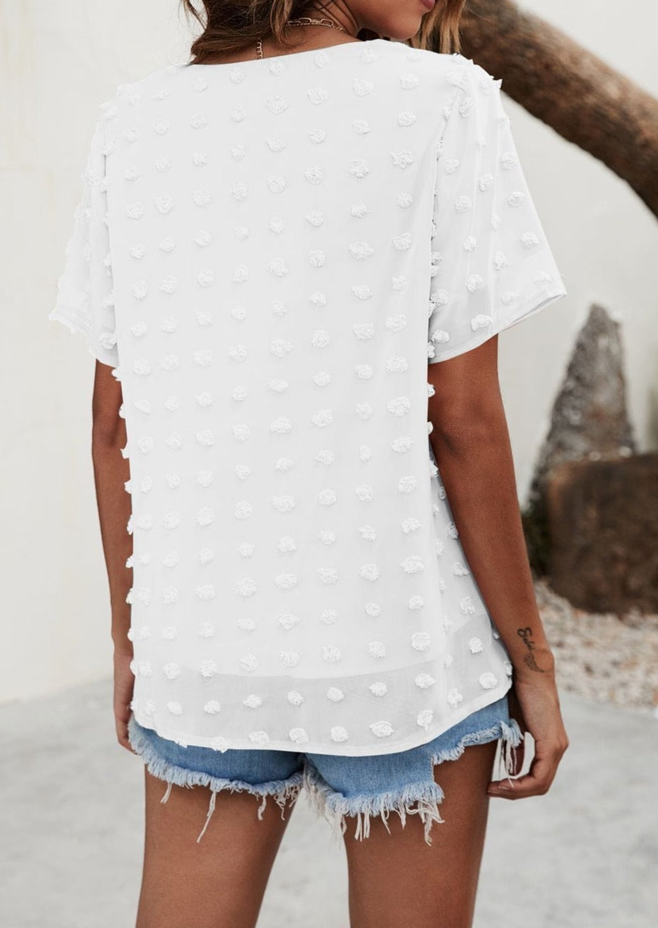 Blusa de lunares con pinzas fácil de usar para todos los días