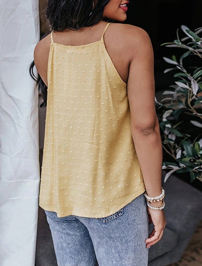 Top halter de encaje con lunares suizos