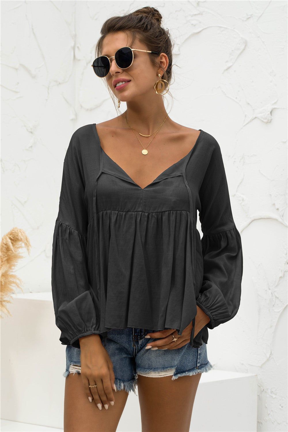 Blusa relajada, ligera y fruncida