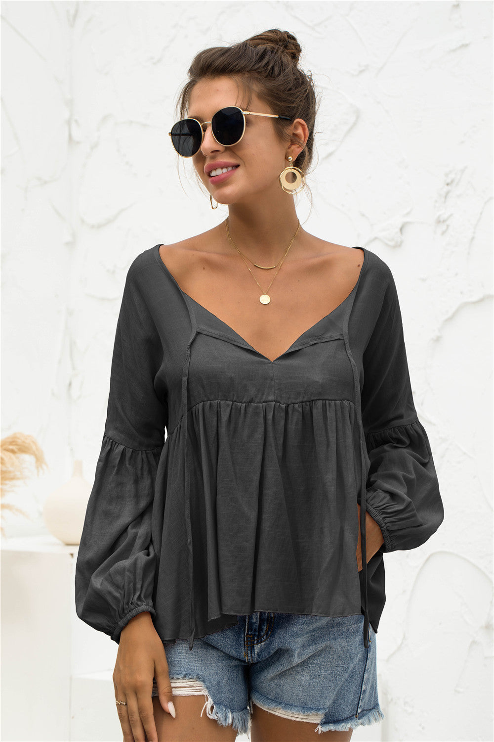 Blusa relajada, ligera y fruncida