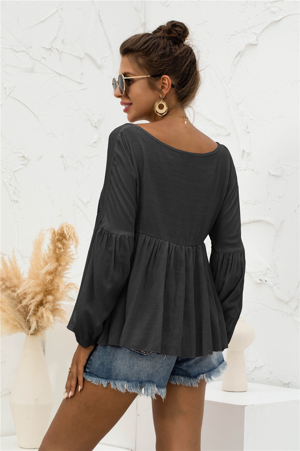 Blusa relajada, ligera y fruncida