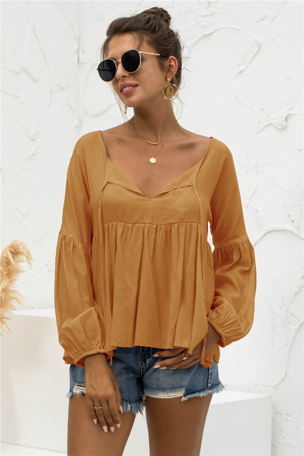 Blusa relajada, ligera y fruncida