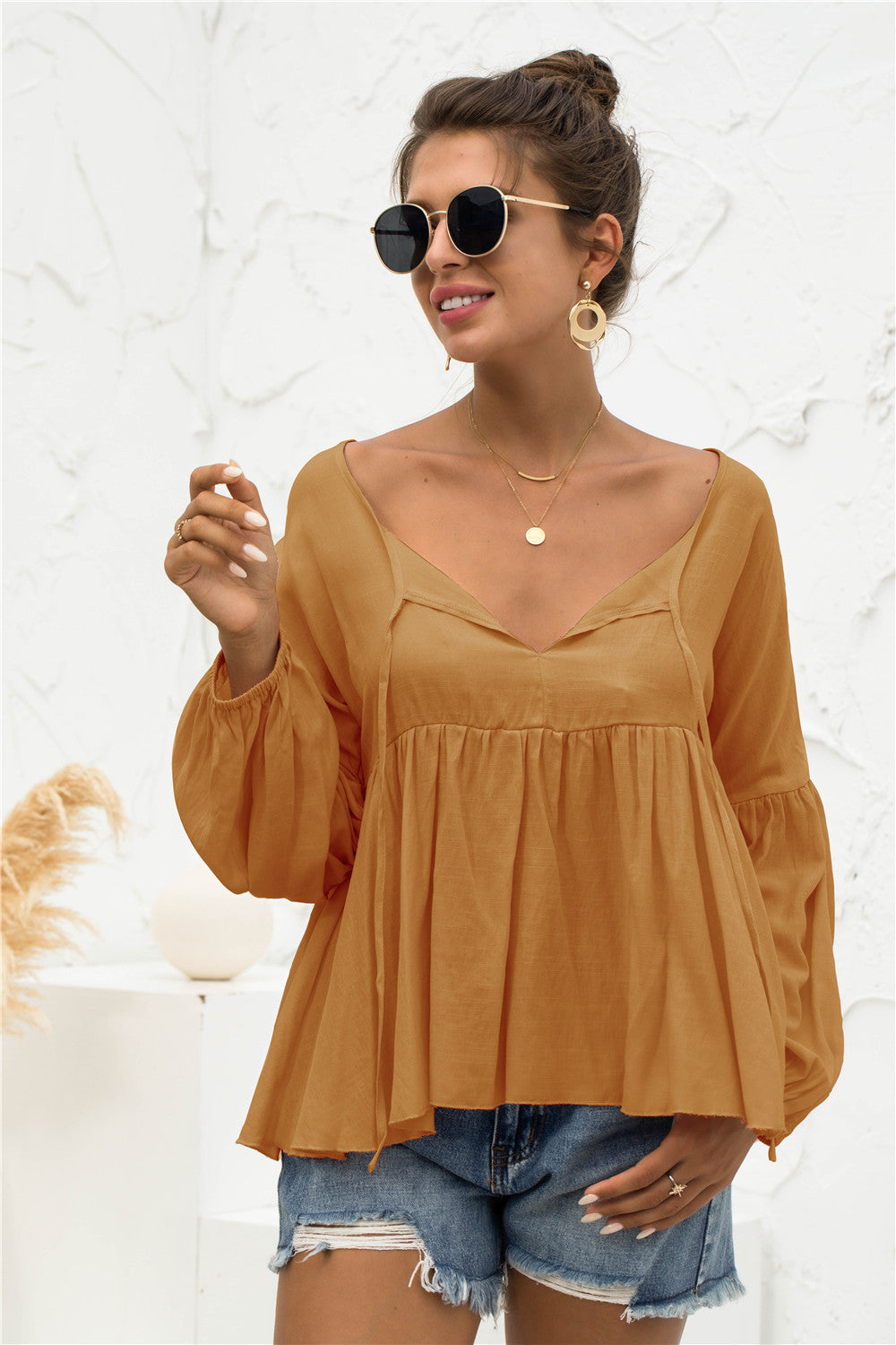 Blusa relajada, ligera y fruncida