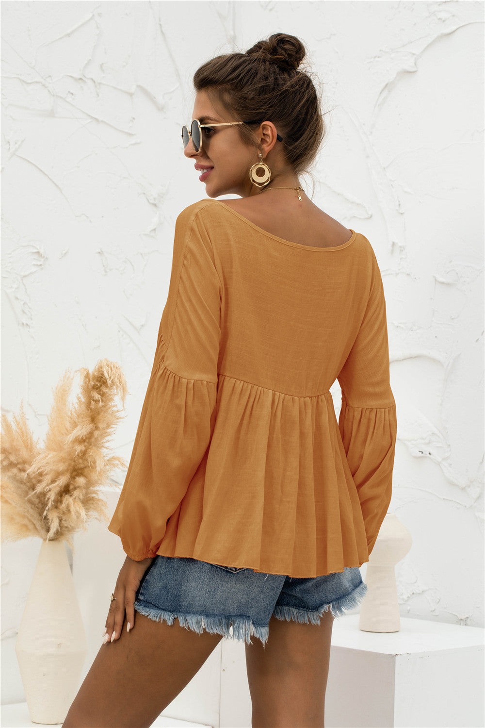 Blusa relajada, ligera y fruncida