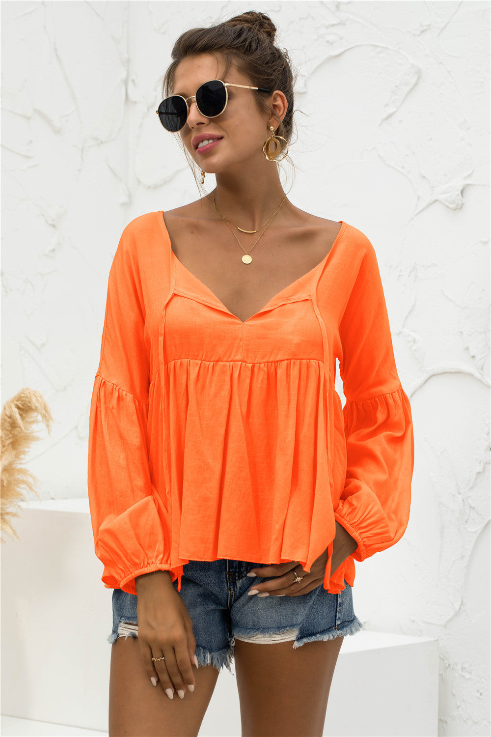 Blusa relajada, ligera y fruncida