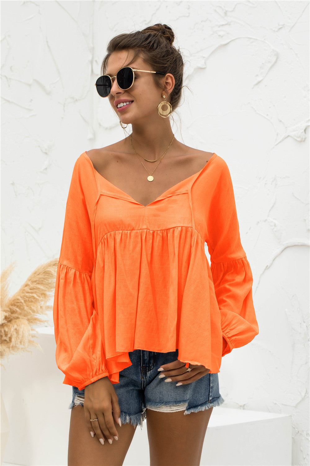 Blusa relajada, ligera y fruncida