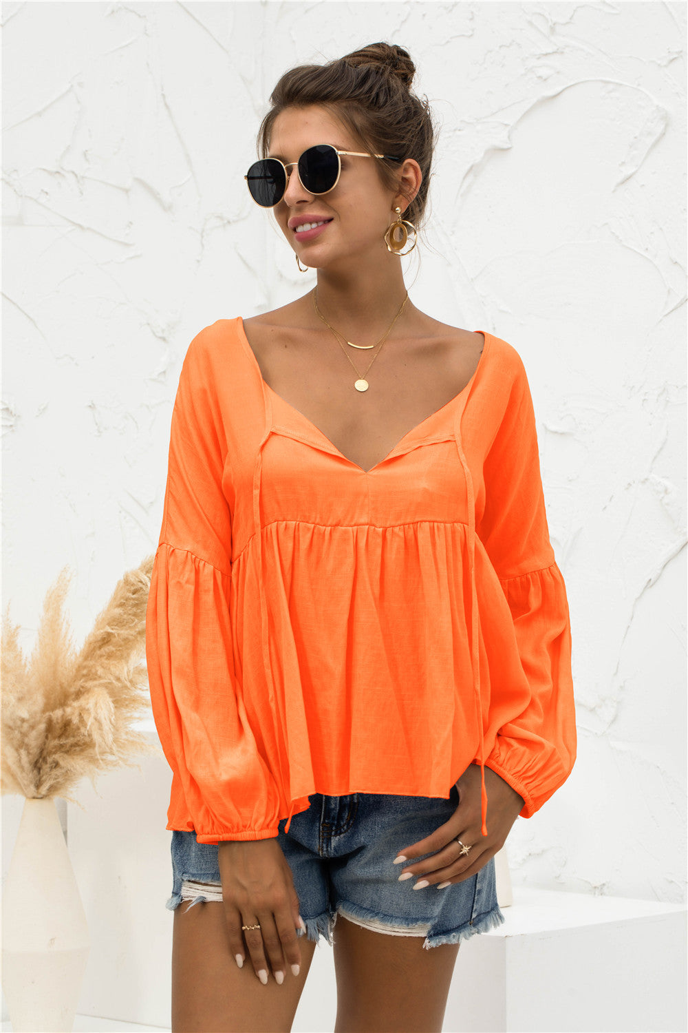Blusa relajada, ligera y fruncida