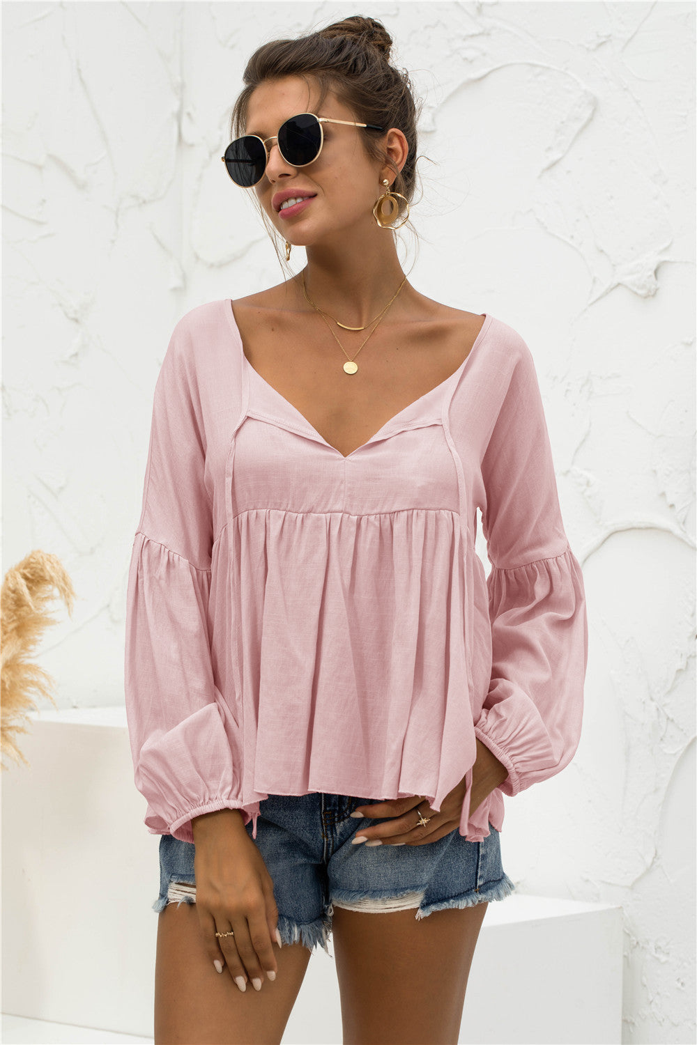 Blusa relajada, ligera y fruncida