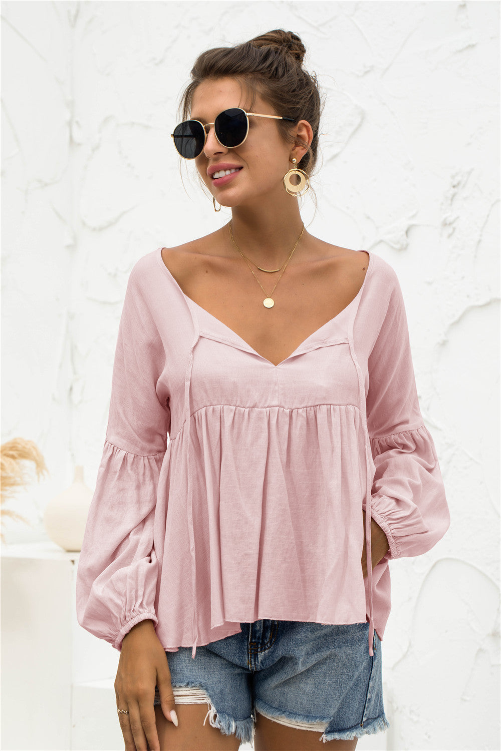Blusa relajada, ligera y fruncida