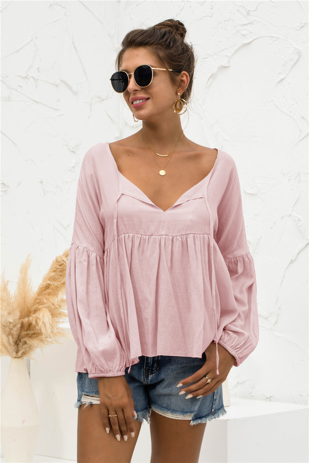 Blusa relajada, ligera y fruncida