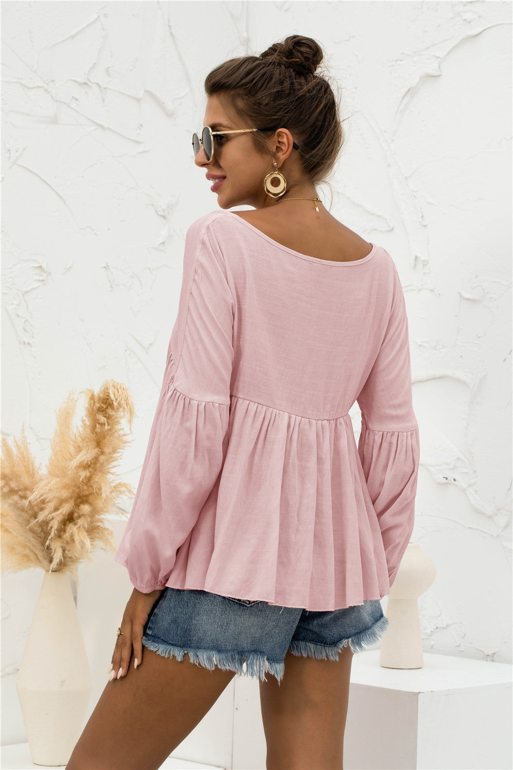 Blusa relajada, ligera y fruncida