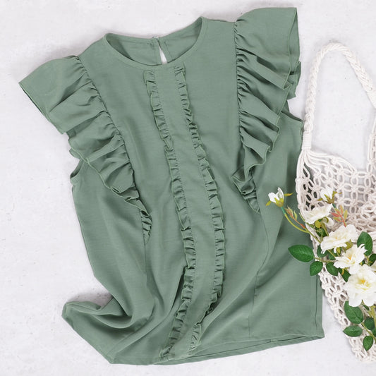 Blusa sin mangas con detalle de volantes