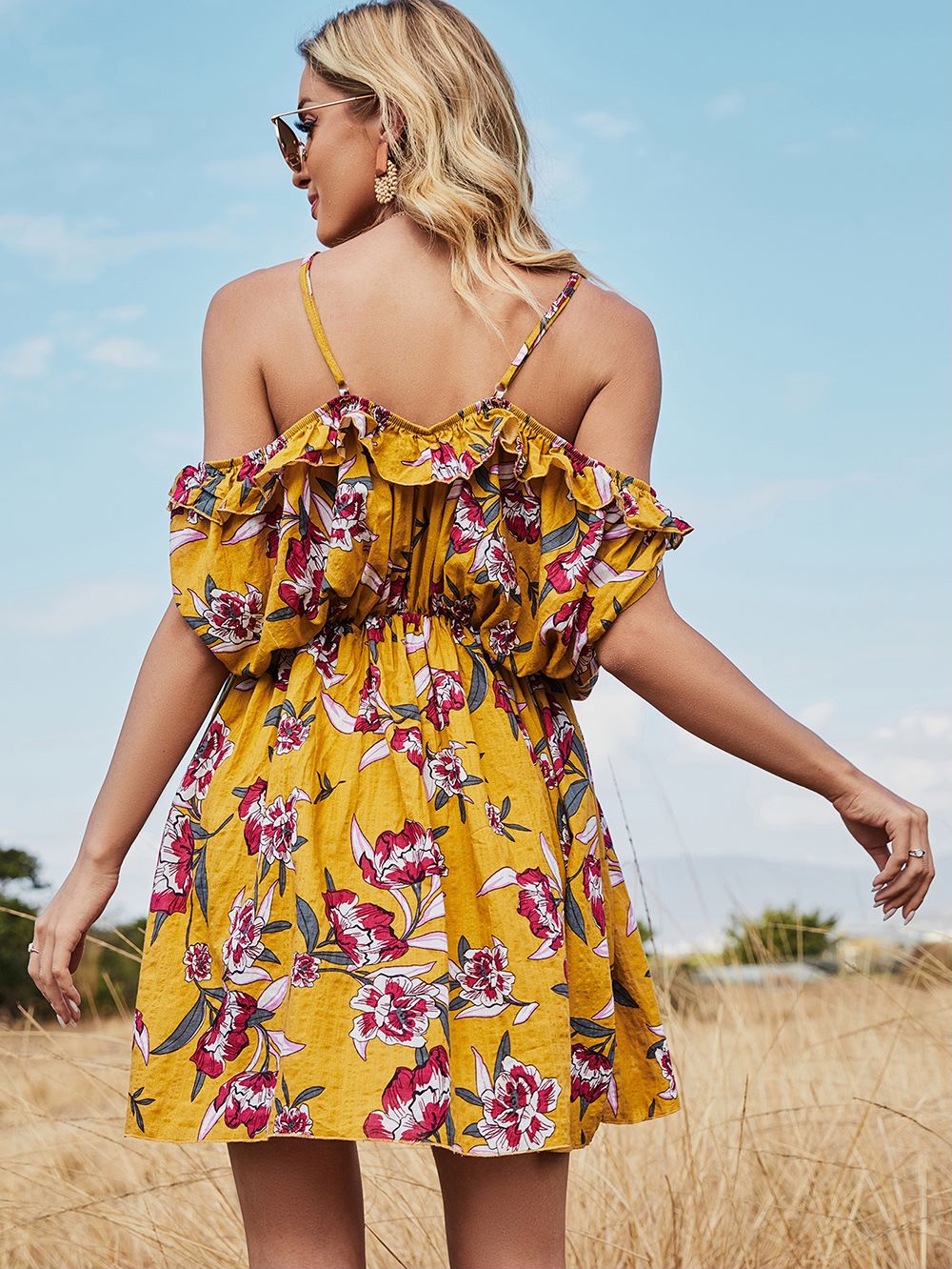 Cold Shoulder Floral Dress