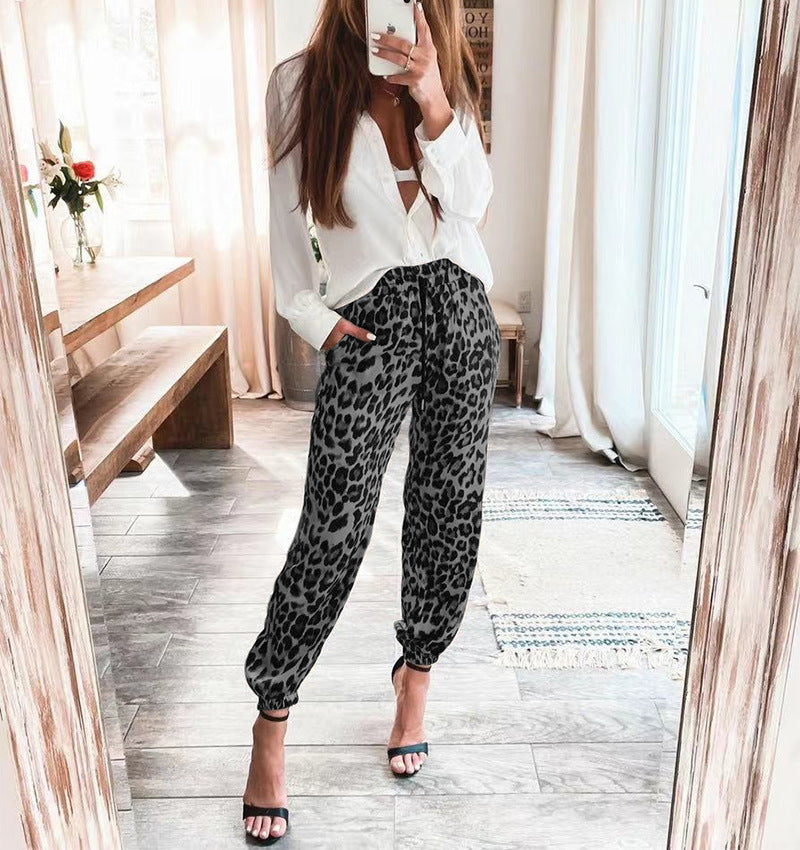 Leopard Print Drawstring Lux Pants