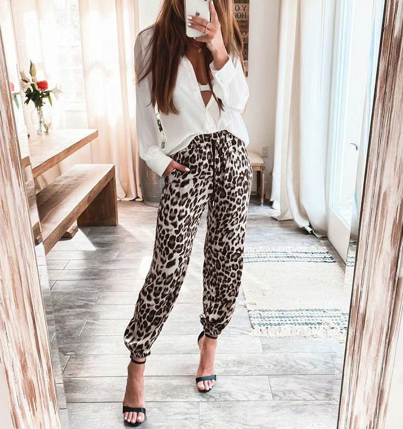 Leopard Print Drawstring Lux Pants