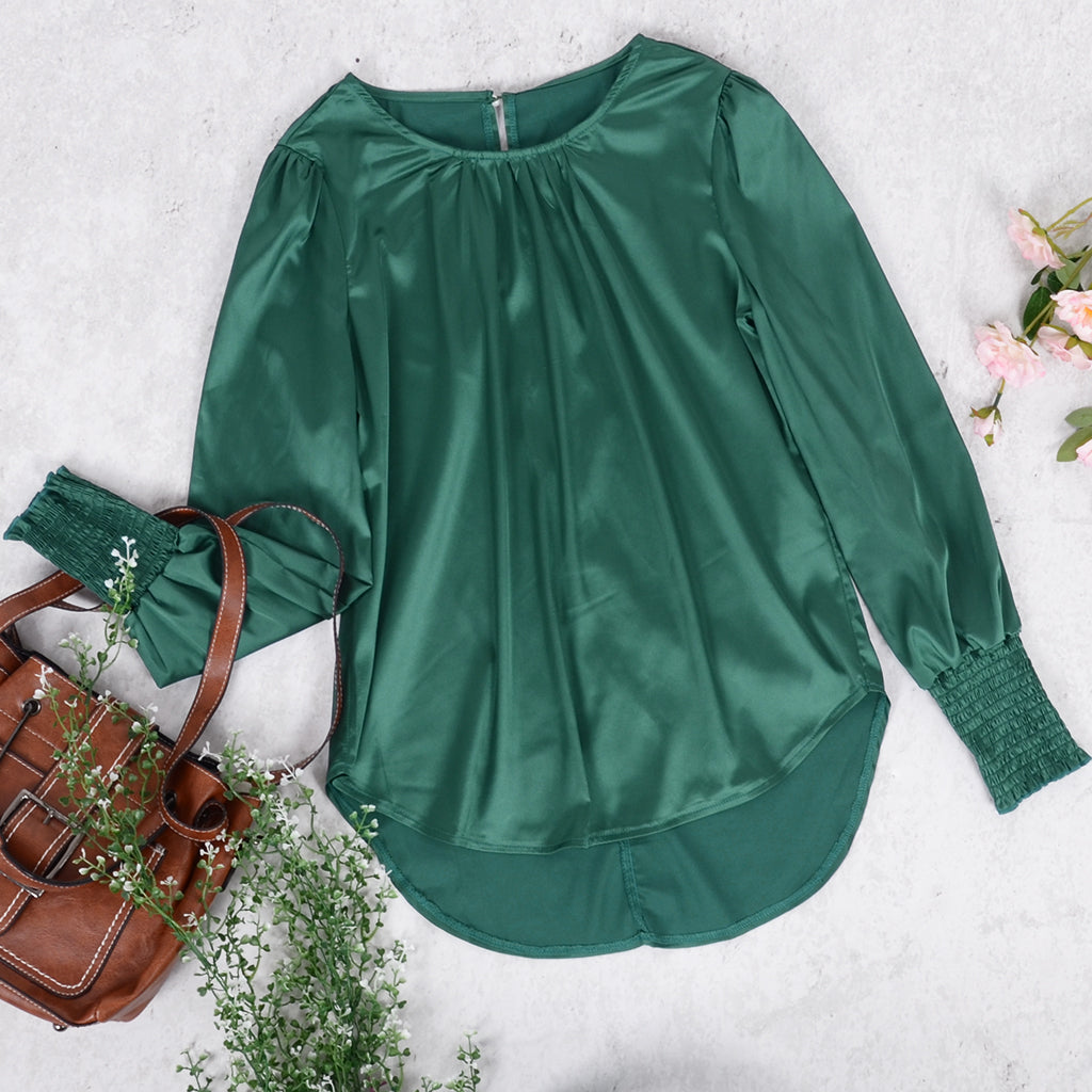 Blusa de manga larga con puños fruncidos Lux