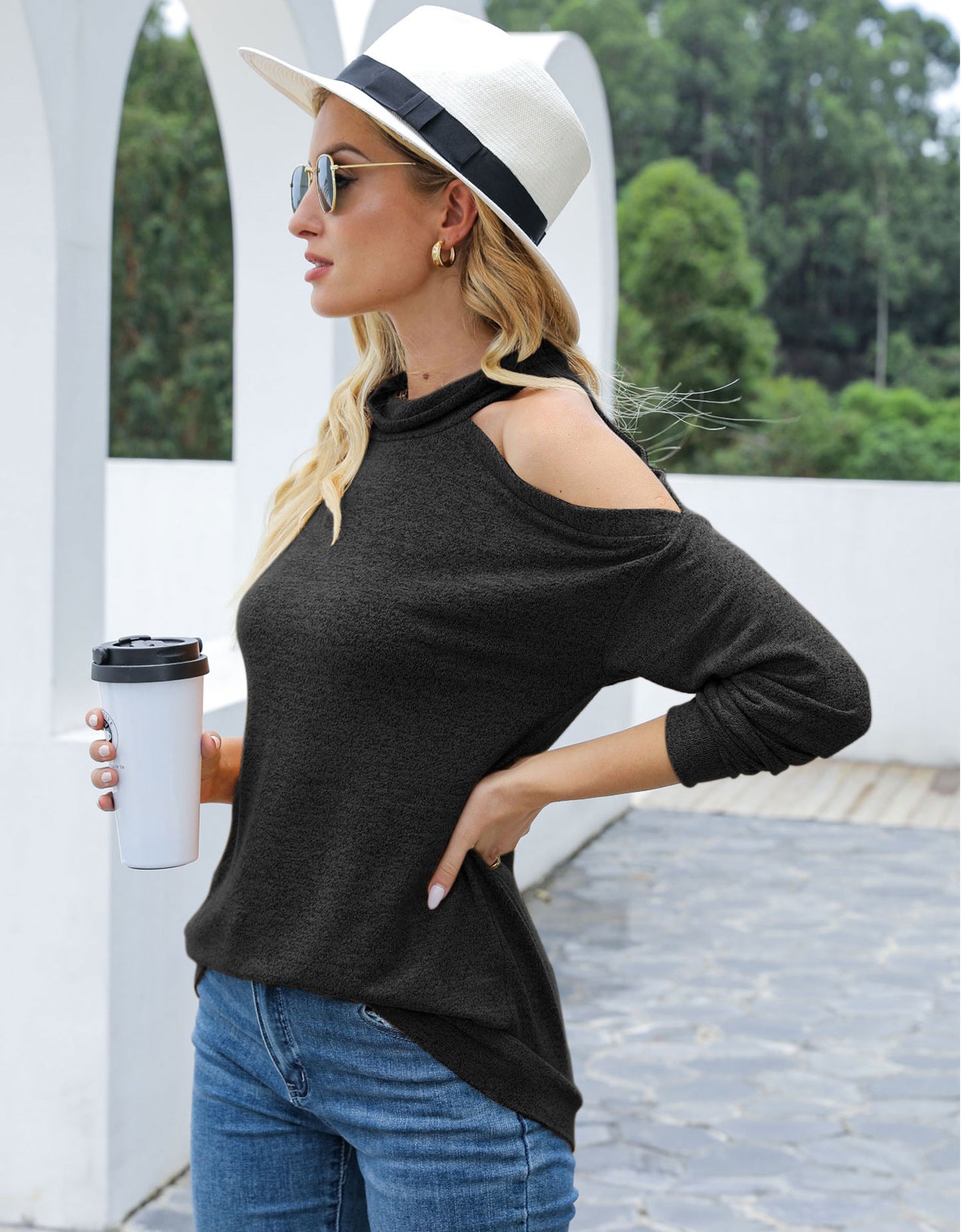 Single Cold Shoulder Long Sleeve