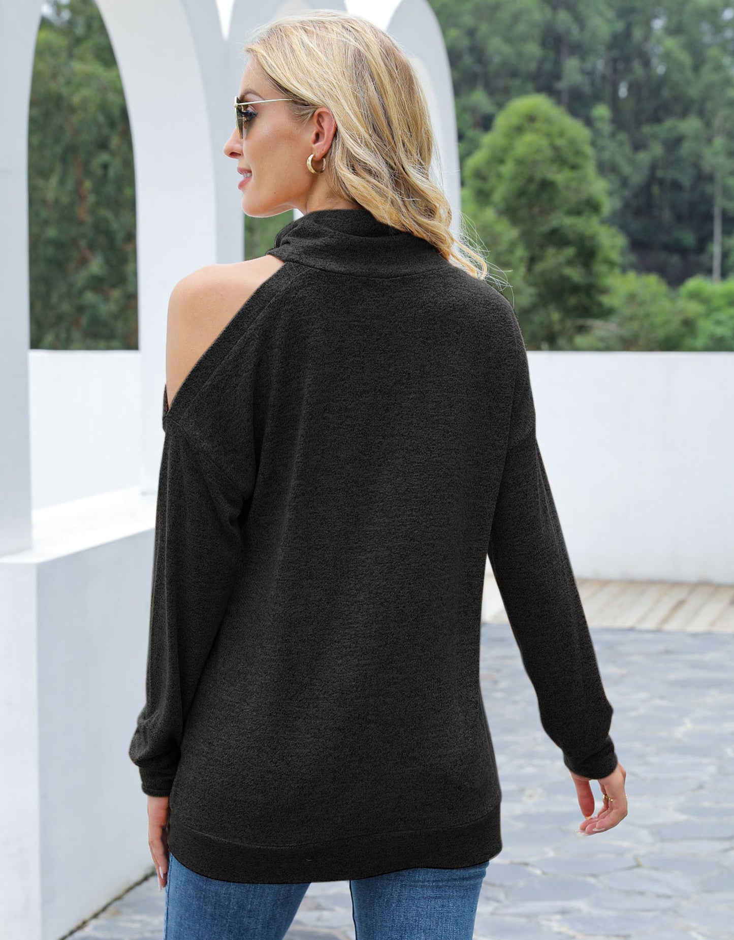 Single Cold Shoulder Long Sleeve