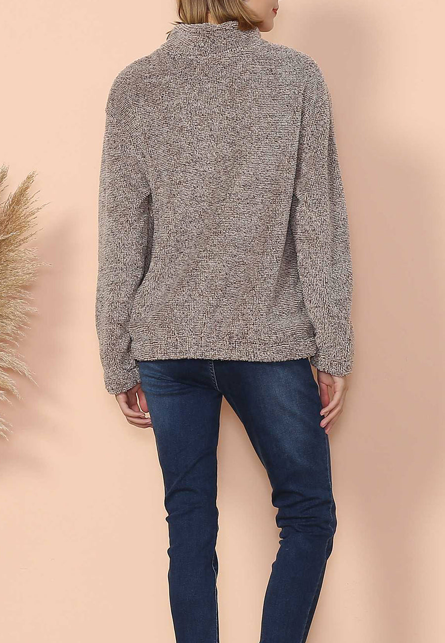 Fluffy Two Tone Quarter Zip